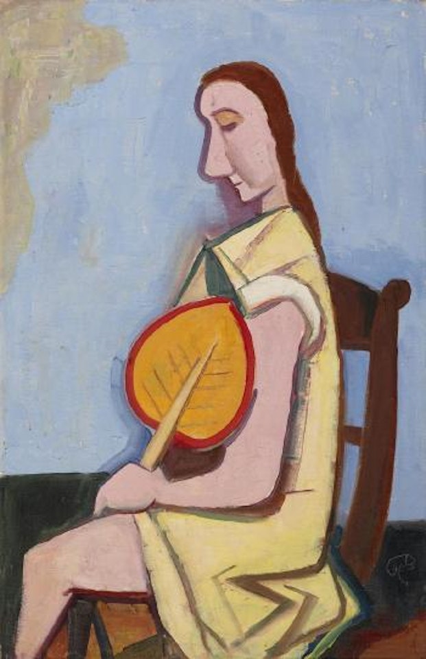 Frau Mit Fächer (Sitzende Mit Fächer) by Karl Hofer