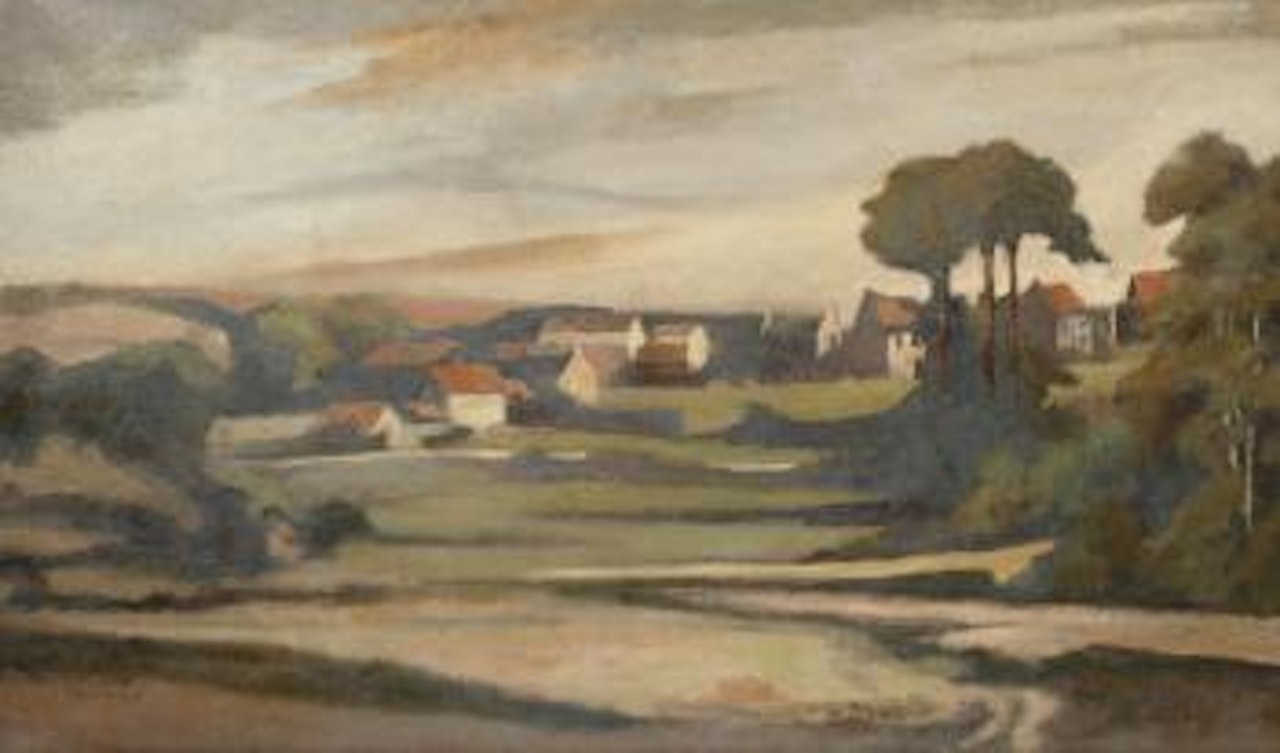 Village landscape by Norman Garstin