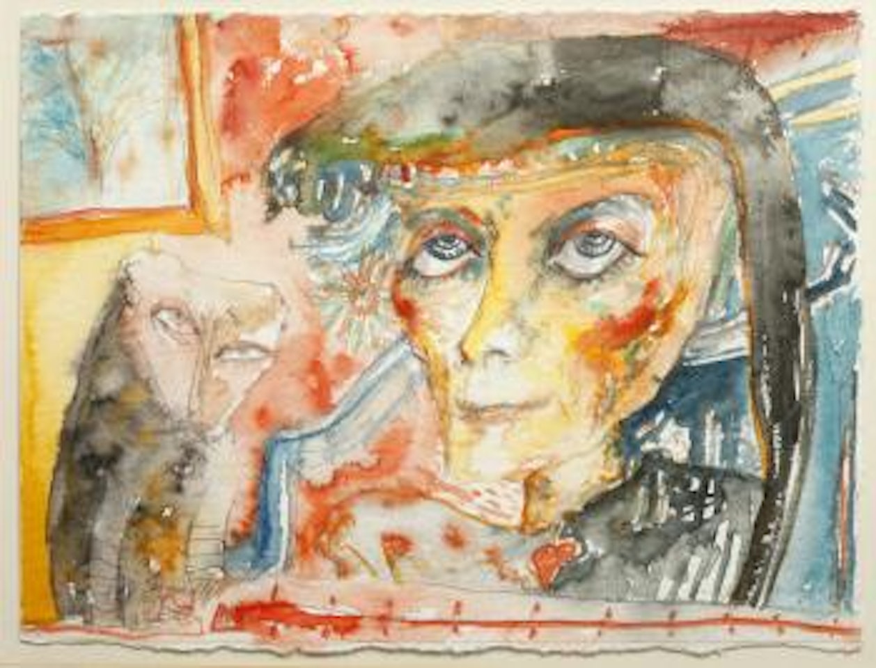 Woman with pet by John Bellany