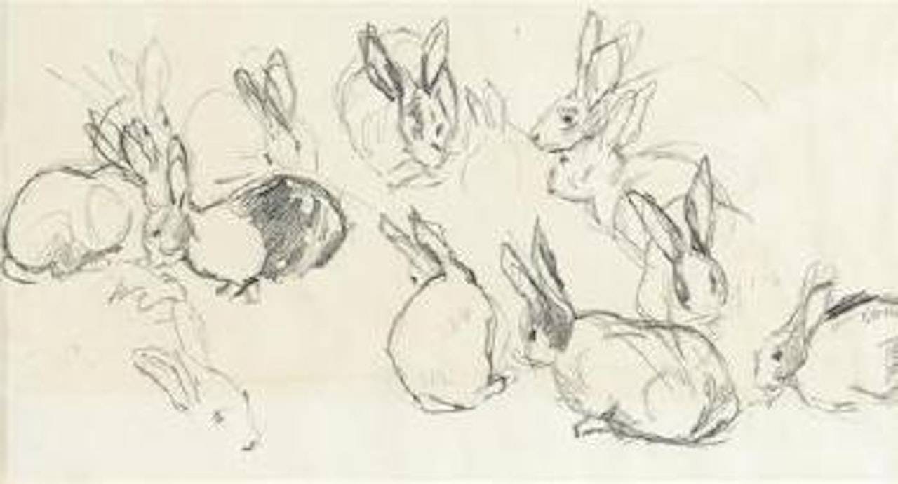Rabbit study by Joseph Crawhall