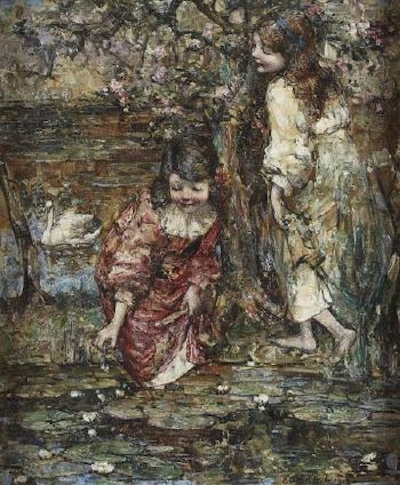 By the lily-pond by Edward Atkinson Hornel