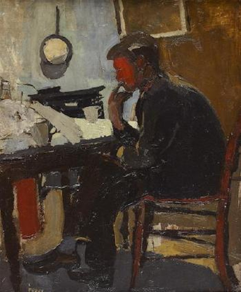 Reading at supper by Joan Eardley