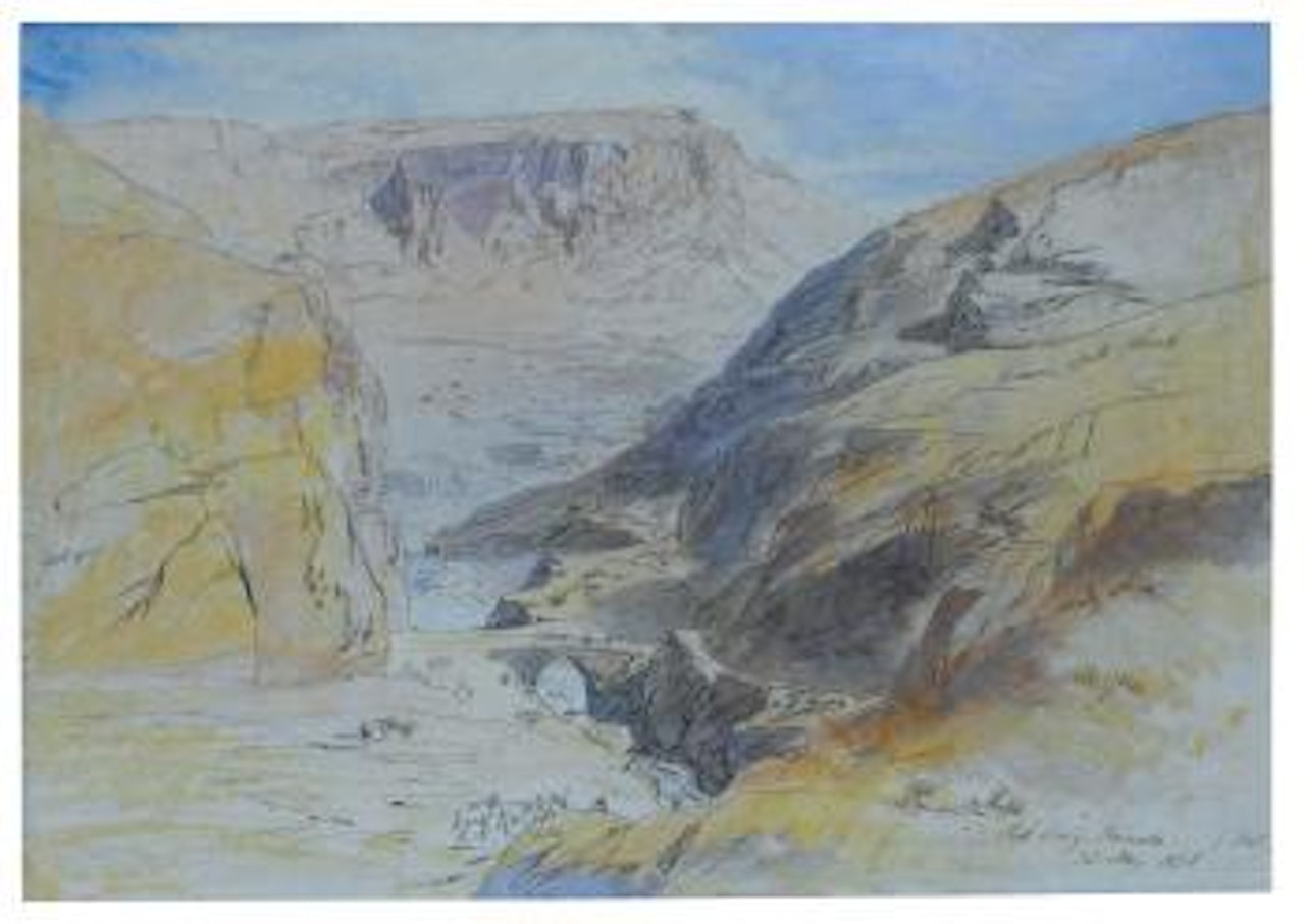 The Gorge At Suk Wady Barada, Lebanon by Edward Lear