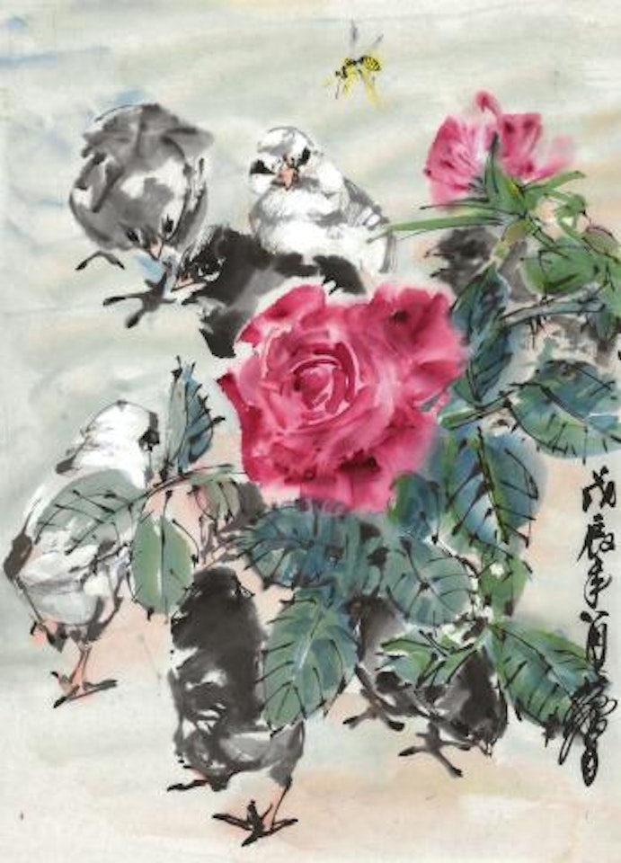 Pheasant And Chinese Rose by Huang Zhou