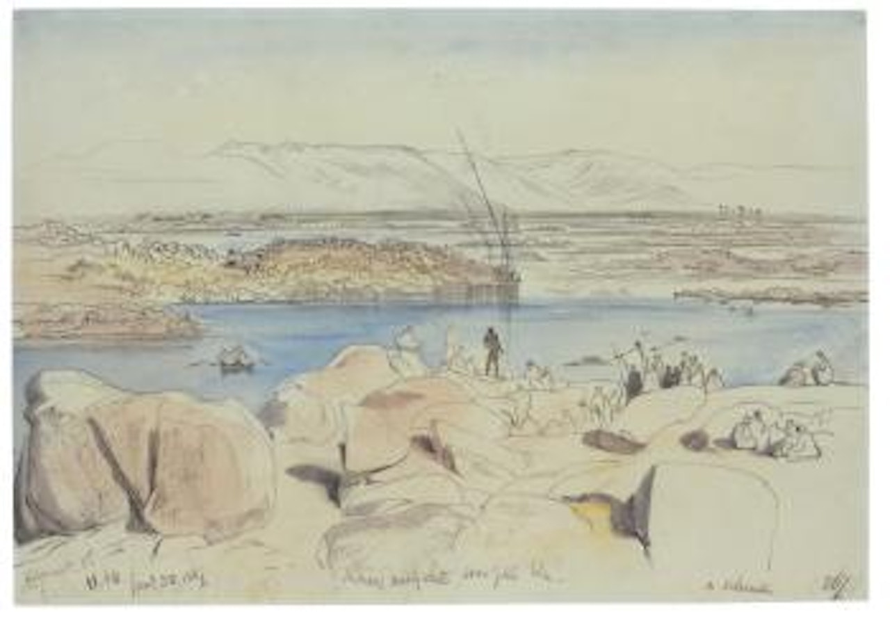 Nubians At The First Cataract On The Nile At Philae, Egypt by Edward Lear