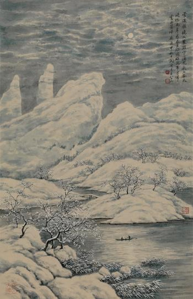 Boating In The Wintry River After Snow by Lengyue Tao