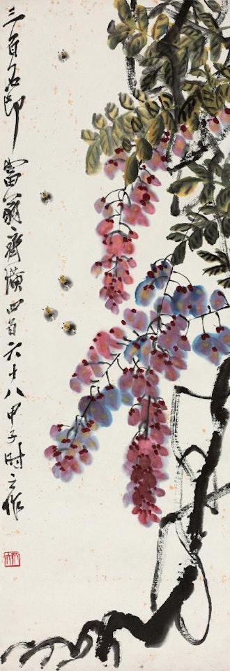 Wisteria Plant And Bees by Qi Baishi