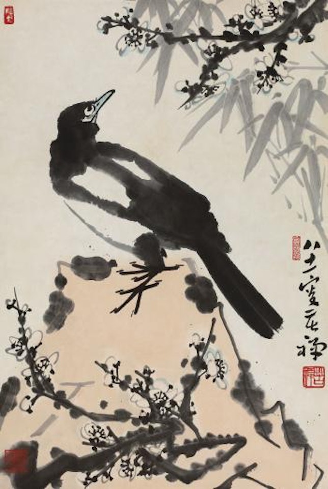 Magpie, Plum And Bamboo by Li Kuchan