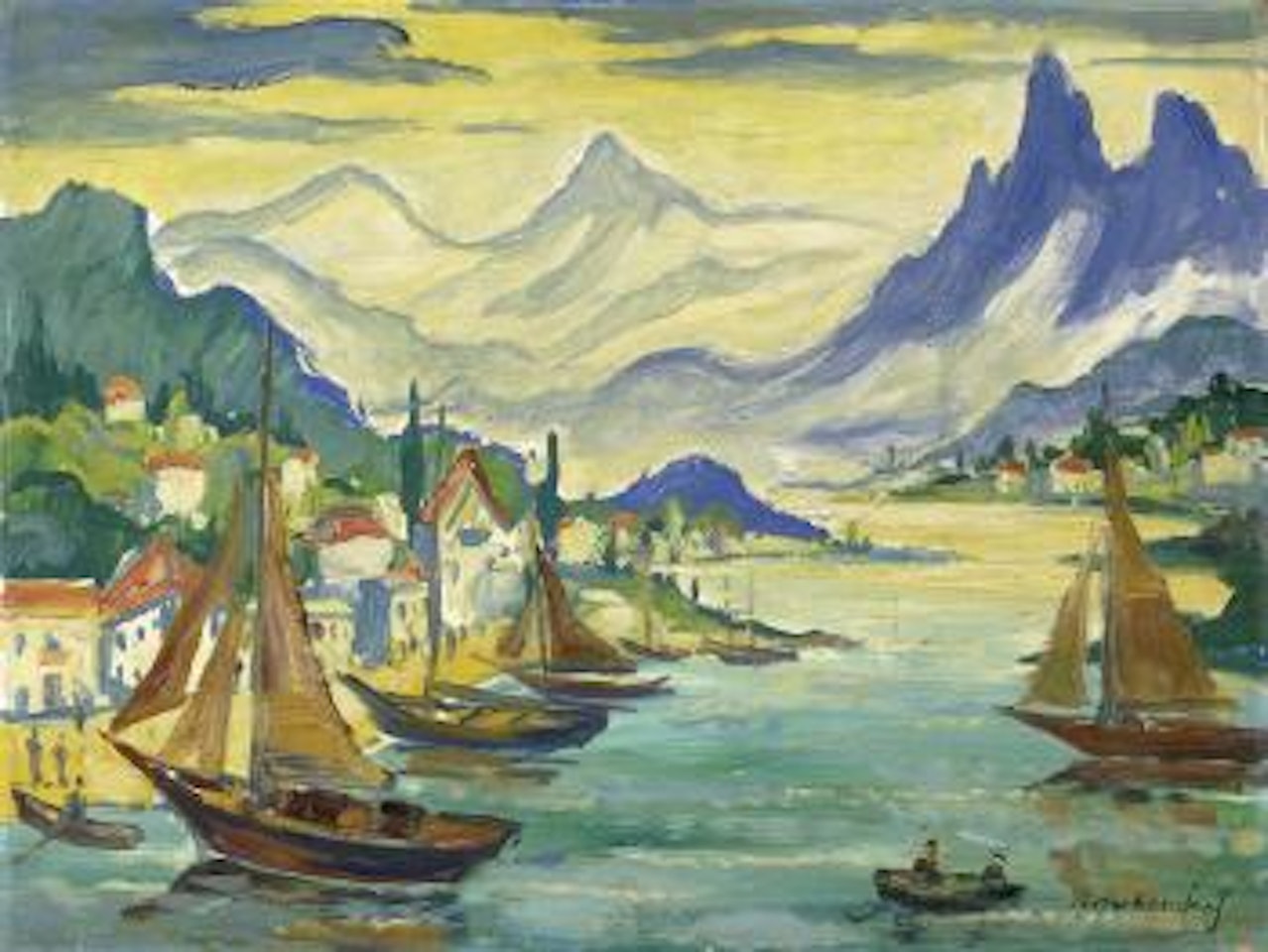 Kroatische Küste mit Segelbooten by Franz Heckendorf