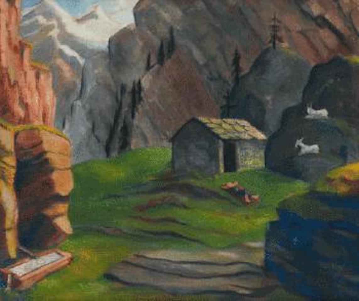 Landschaft mit Ziegen by Erich Heckel