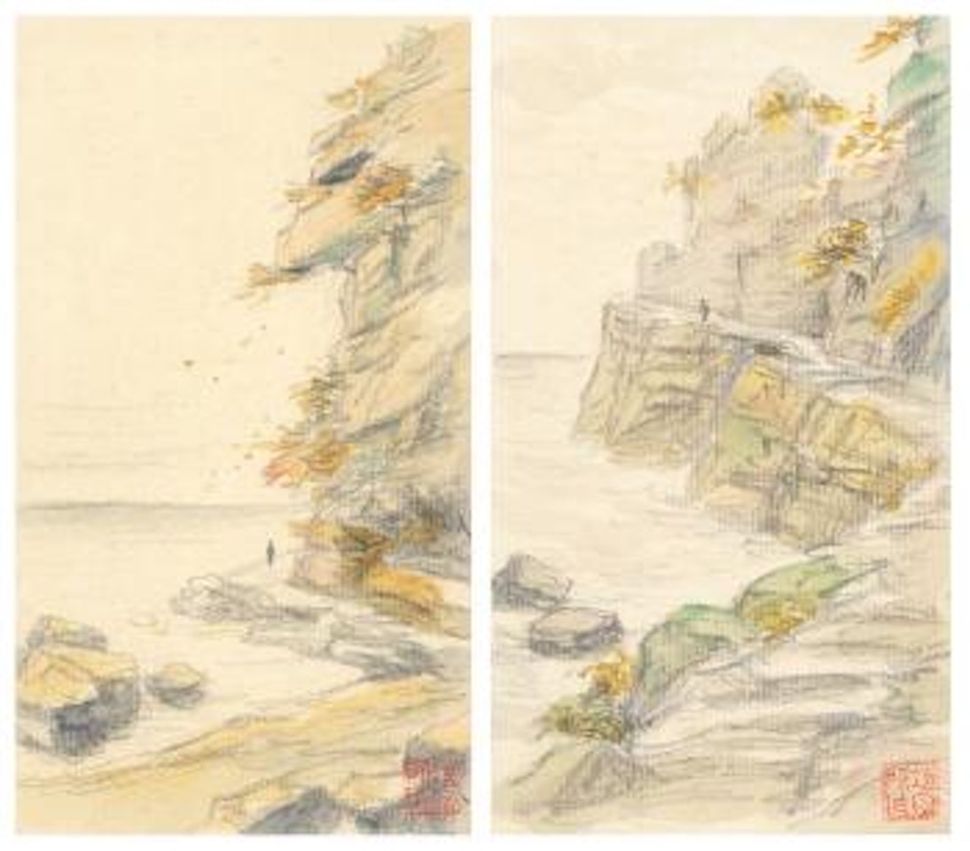 Cliff by river by Lengyue Tao