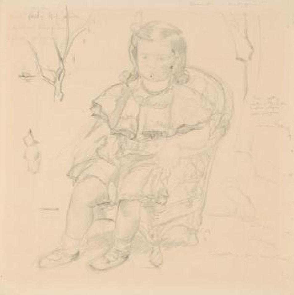 Sitzendes Kind in ganzer Figur in Korbstuhl by Cuno Amiet