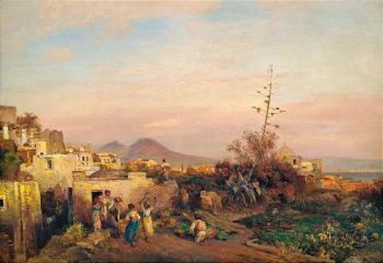Abendstimmung am Golf von Neapel by Oswald Achenbach