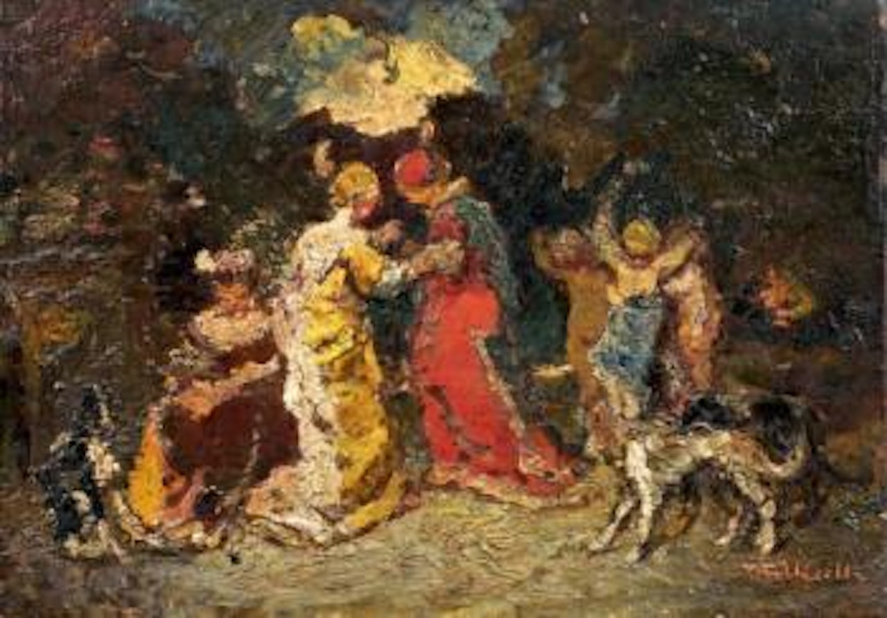 La danse au parc by Adolphe Monticelli
