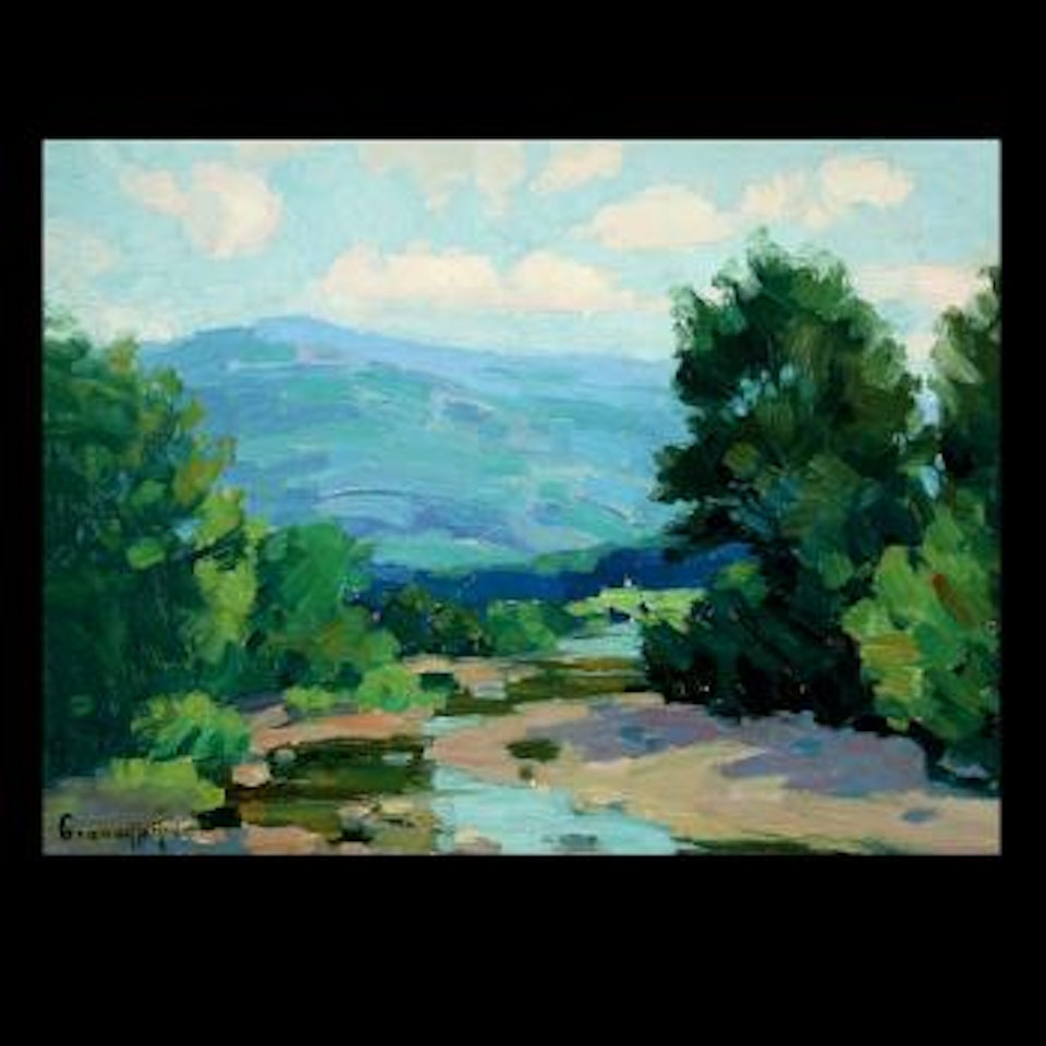 California landscape with stream by Granville Redmond