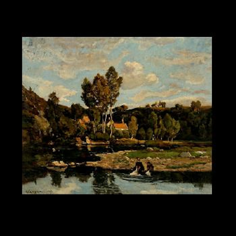 Washing the laundry by Henri Harpignies