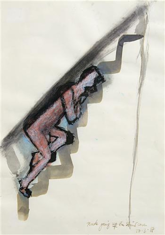 Nude going up the staircase by Marlene Dumas