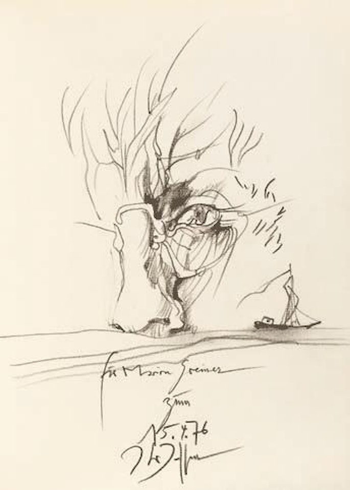 Selbstportrait mit Segelschiff by Horst Janssen