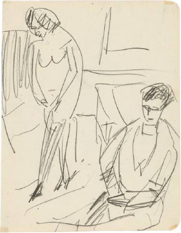 Mann und Frau im Atelier by Ernst Ludwig Kirchner