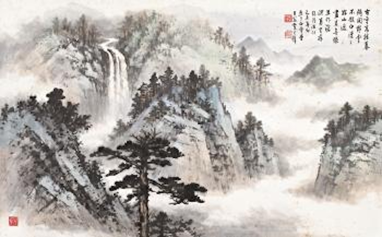 Old temple in mountains by Huang Junbi