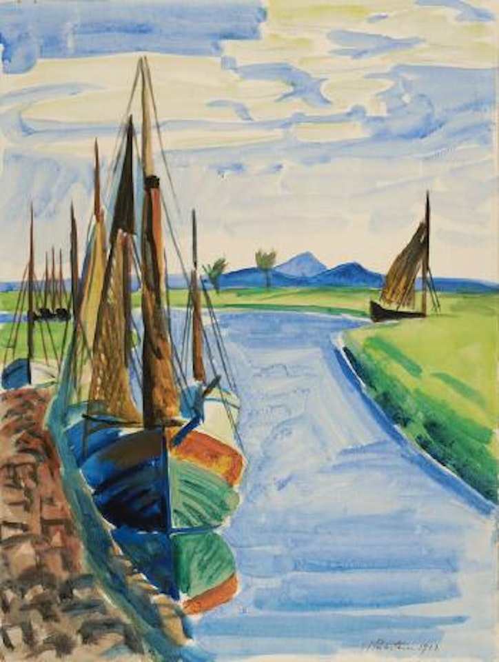 Fischerboote im Hafen by Max Pechstein