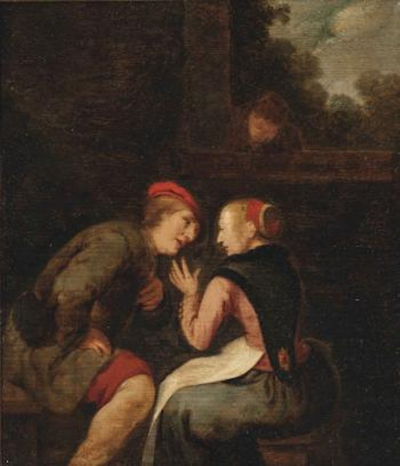 A couple in an interior, with a man at the window by Jan Miense Molenaer