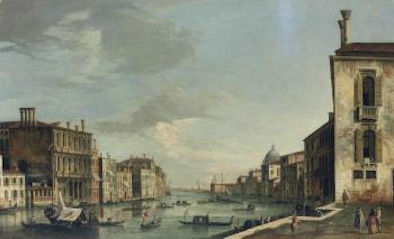 The Grand Canal, Venice, looking east from the Campo San Vio, with the dome of Santa Maria della Salute and the Punta della Dogana by Apollonio Domenichini