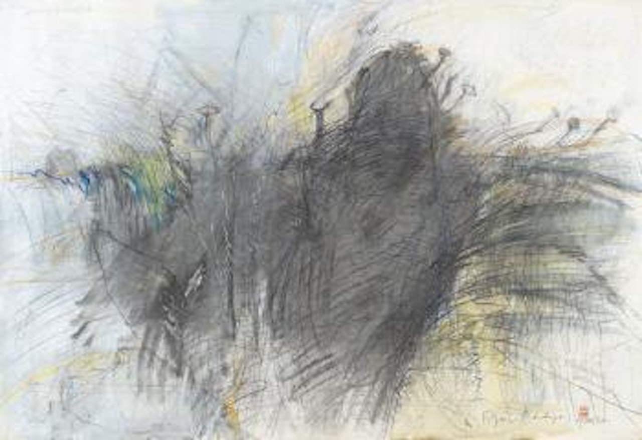 Figur bedrängt - Seismographische Winterzeichnung by Rolf Iseli