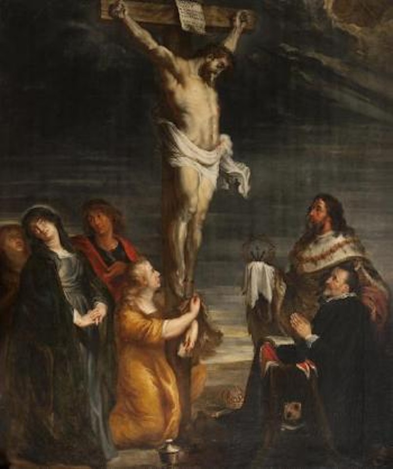 La Crucifixion avec les trois Marie, saint Jean et deux donateurs by Gérard Seghers