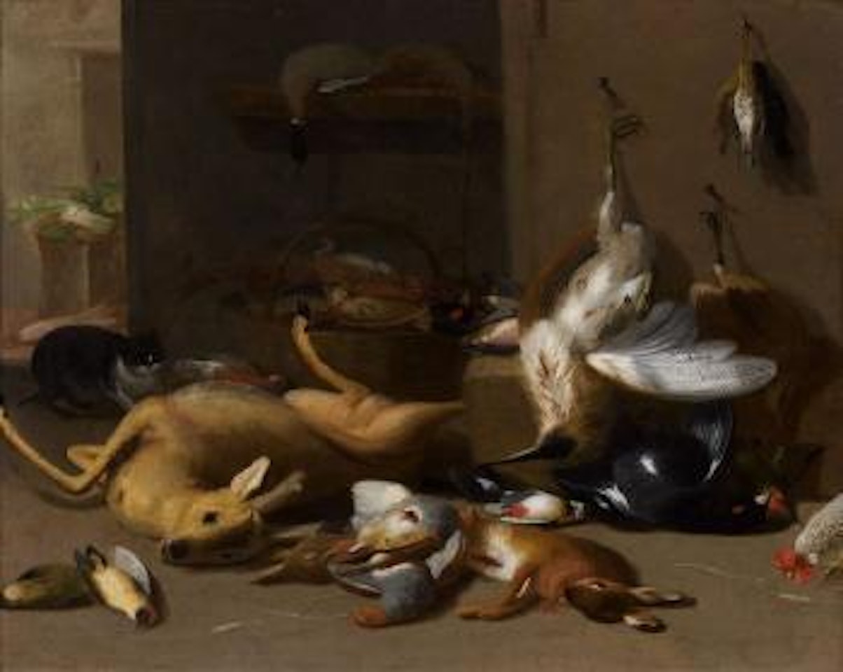 Nature morte au brocard et gibier dans un garde-manger by Jan Van Kessel The Elder