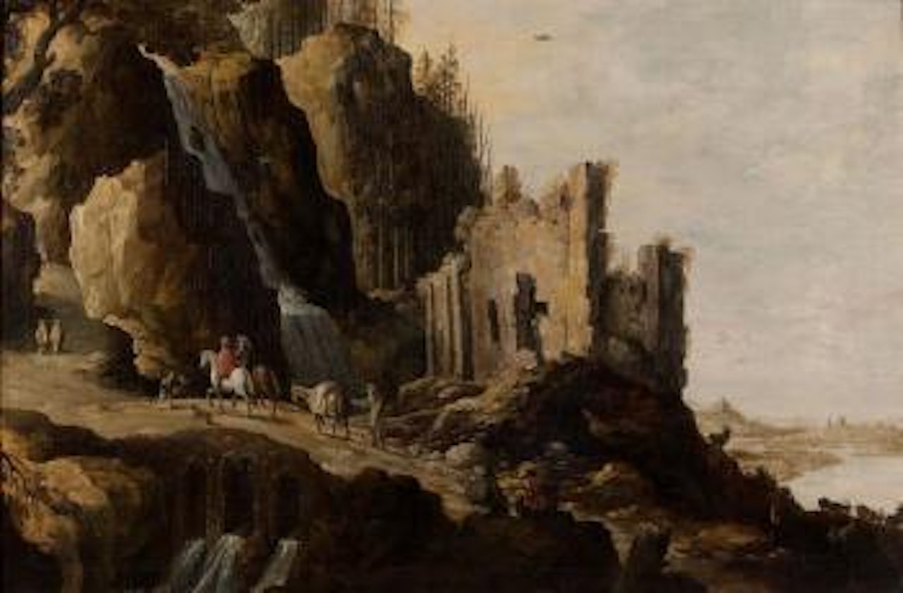 Paysage de cascade animé de personnages by Joos de Momper the Younger