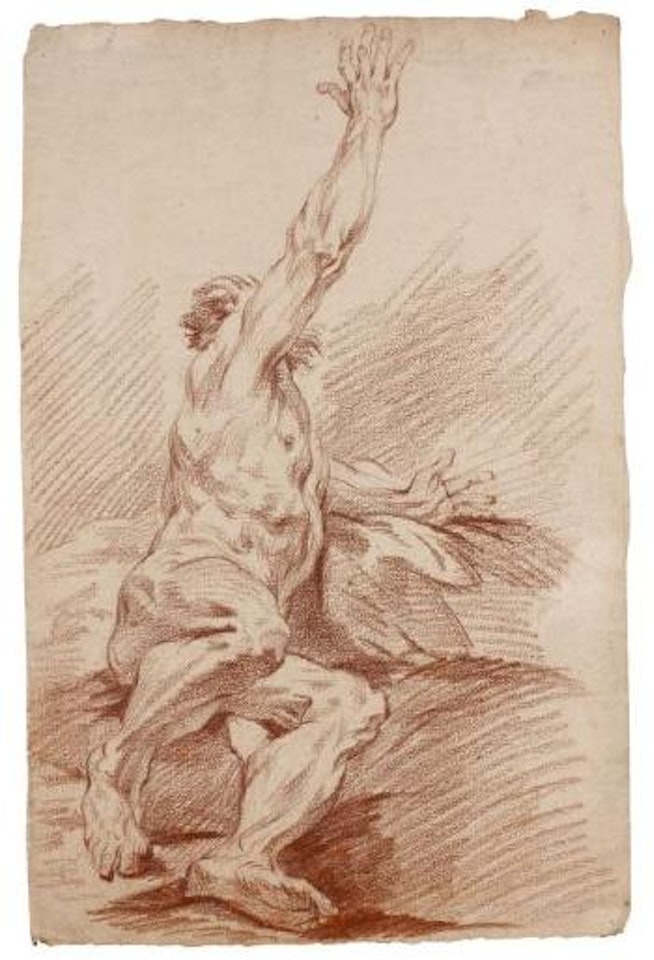Académie d'homme le bras levé by Francois Boucher