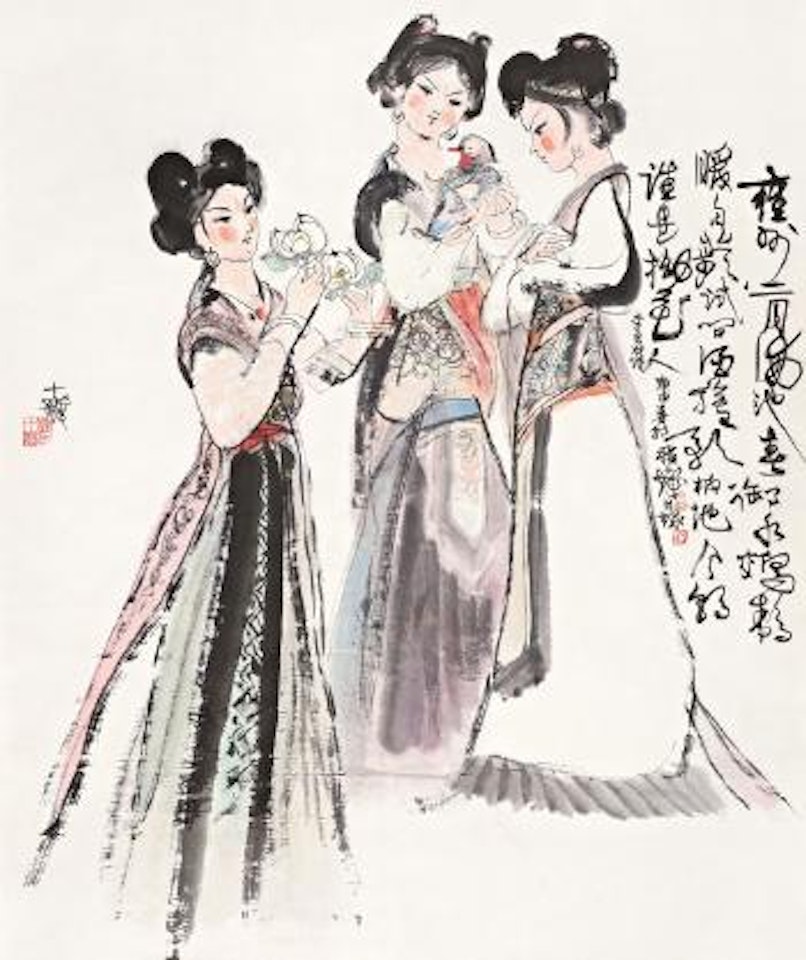 Three girls by Cheng Shifa