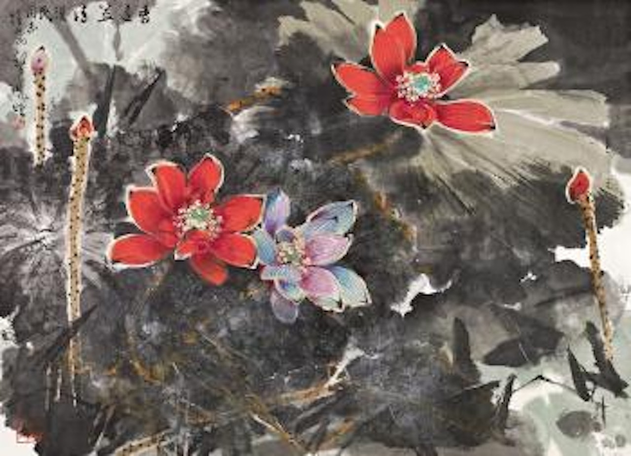 Colorful lotus by Zheng Naiguang