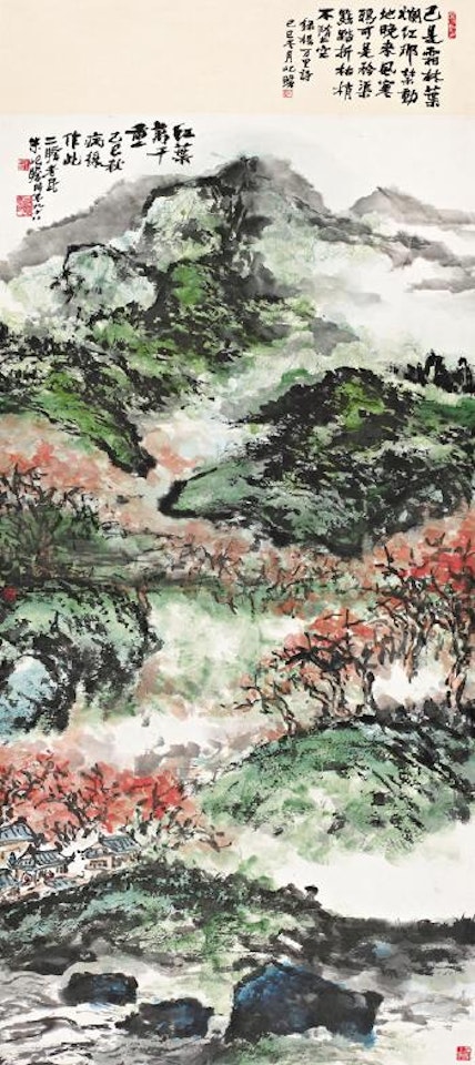 Red leaves on mountains by Zhu Qizhan
