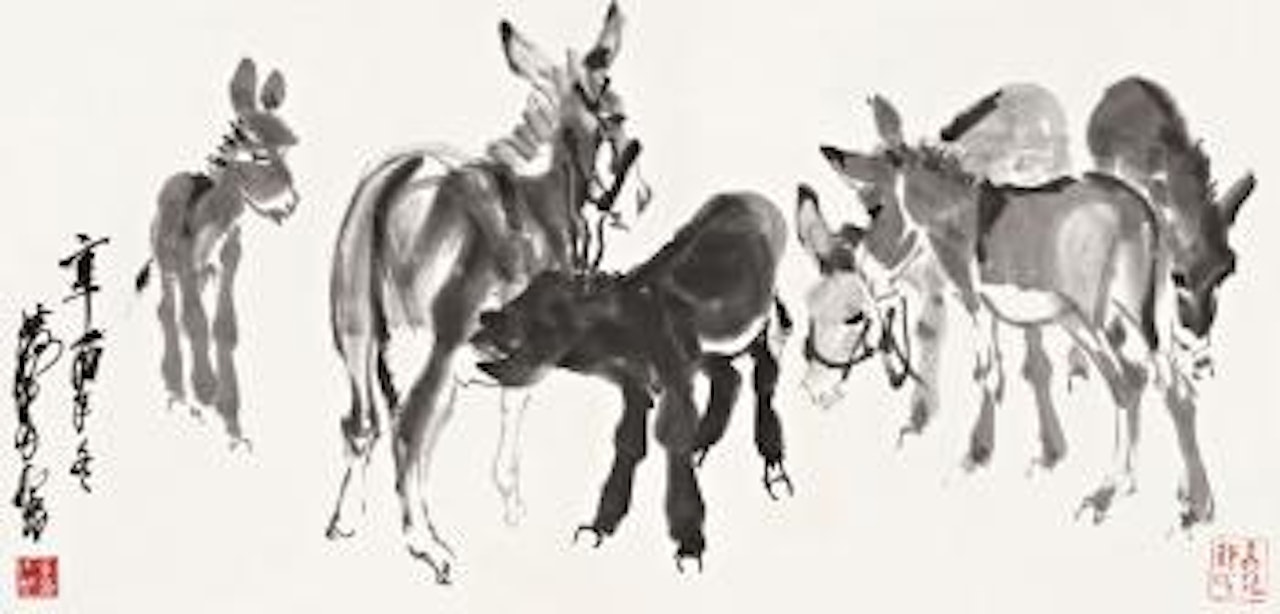 Six donkeys by Huang Zhou