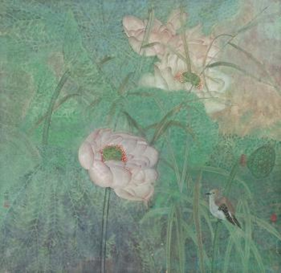 A bird in lotus pond by Jiang Hongwei
