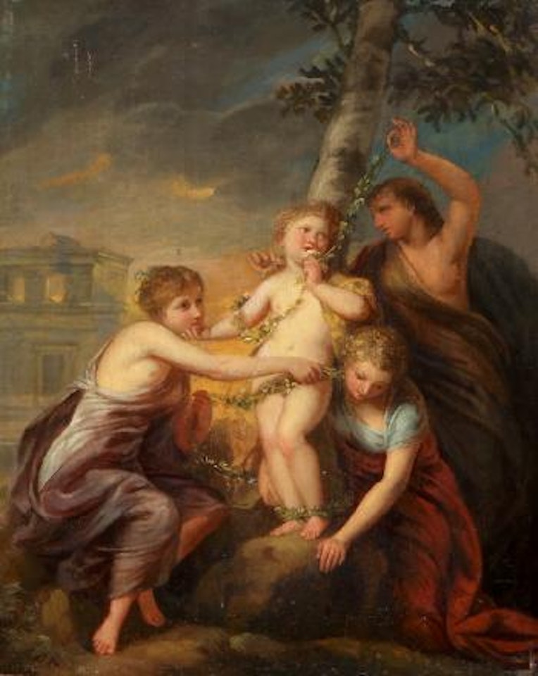 Drei Grazien entwaffnen Amor by Angelica Kauffmann