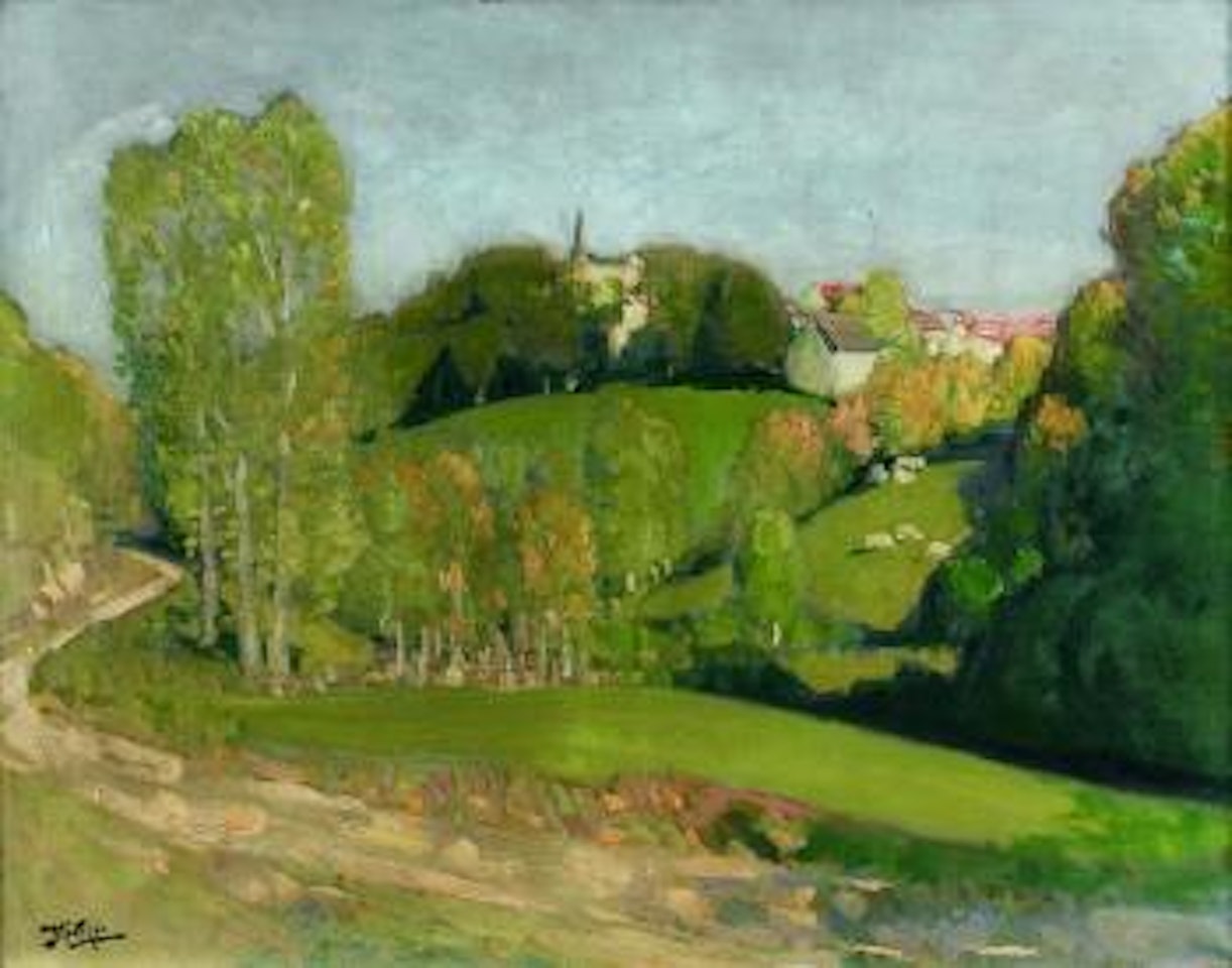 Village sur la colline by Pierre Eugène Montezin