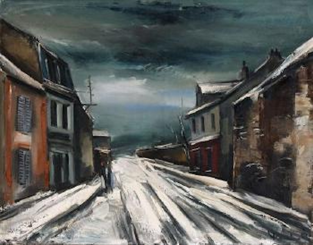 Paysage de neige avec personnages by Maurice de Vlaminck