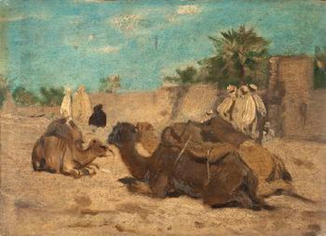 Arabes et chameaux à Laghouat by Eugene Fromentin