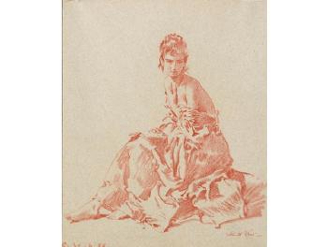 A seated lady by William Russell Flint