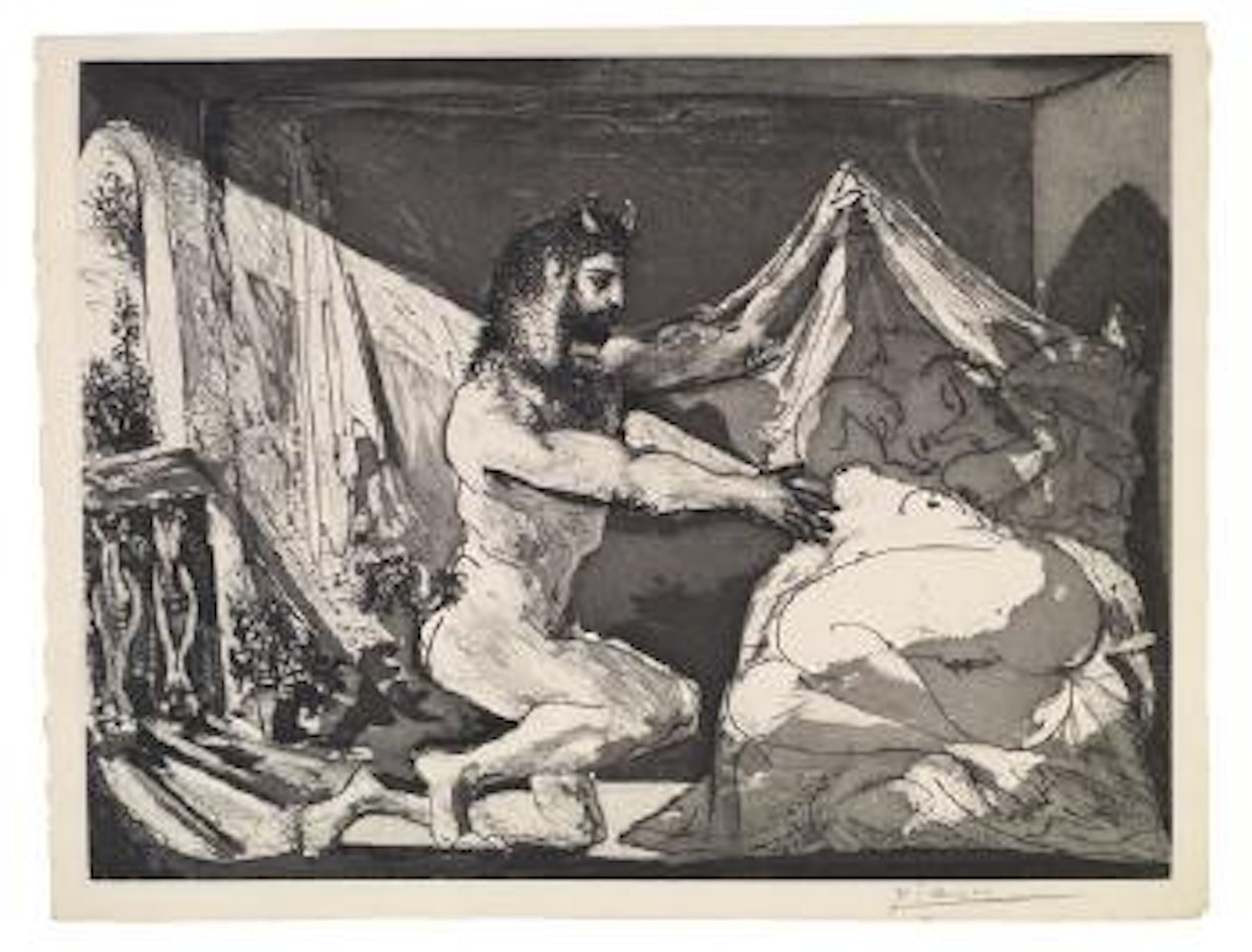 Faune dévoilant une dormeuse by Pablo Picasso