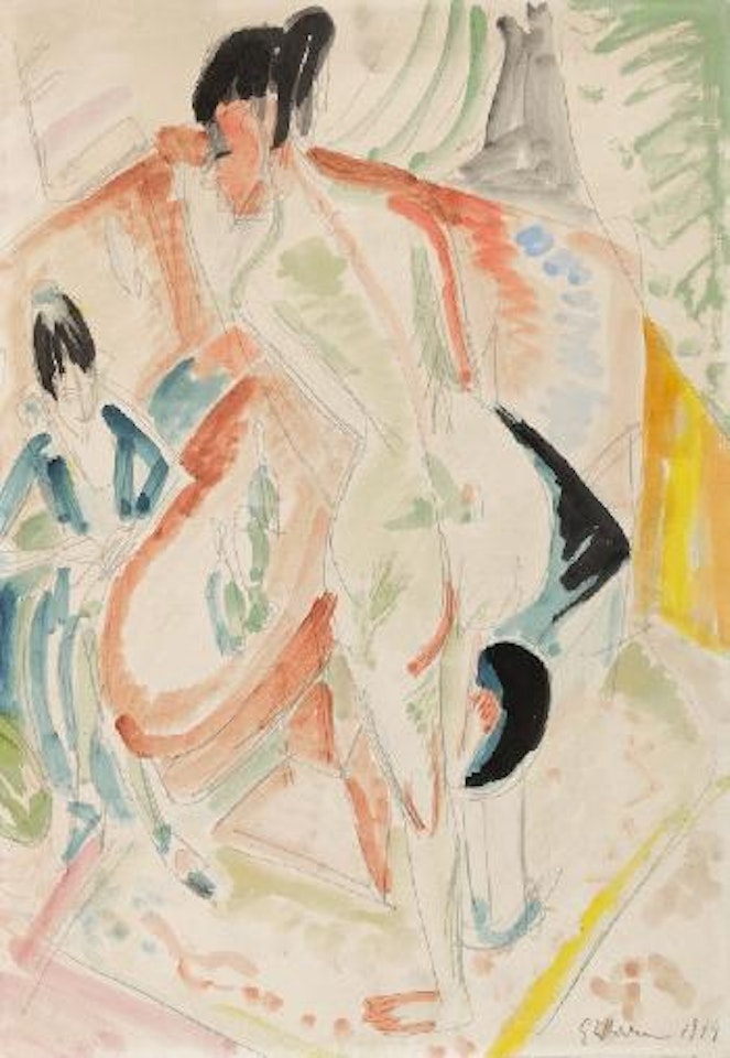 Frau Und Nackte Frau Im Atelier (Woman And Naked Woman In The Studio) by Ernst Ludwig Kirchner