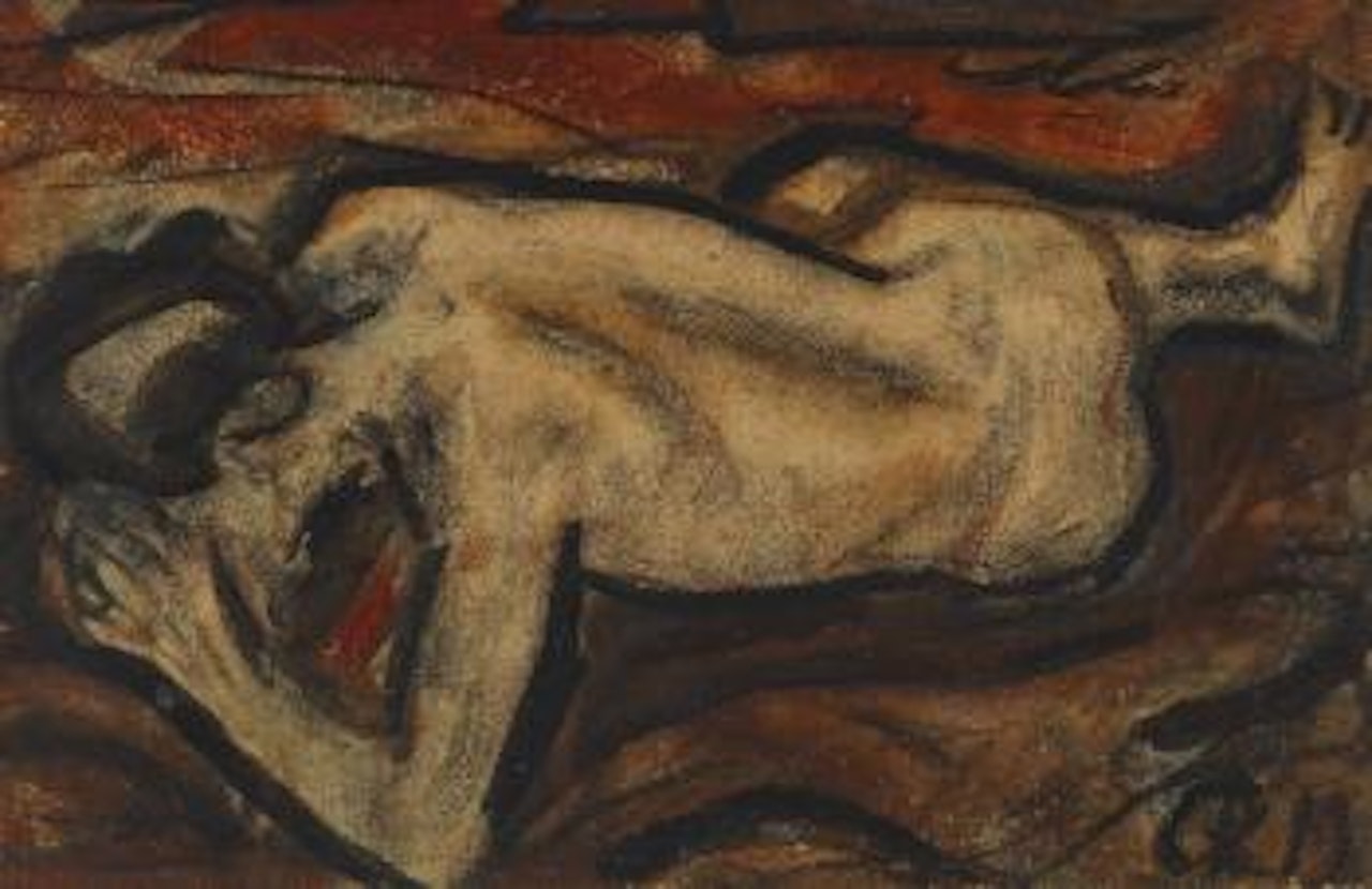 Liegender, Aufgestützter Rückenakt (Reclining, Leaning Nude From Behind) by Christian Rohlfs