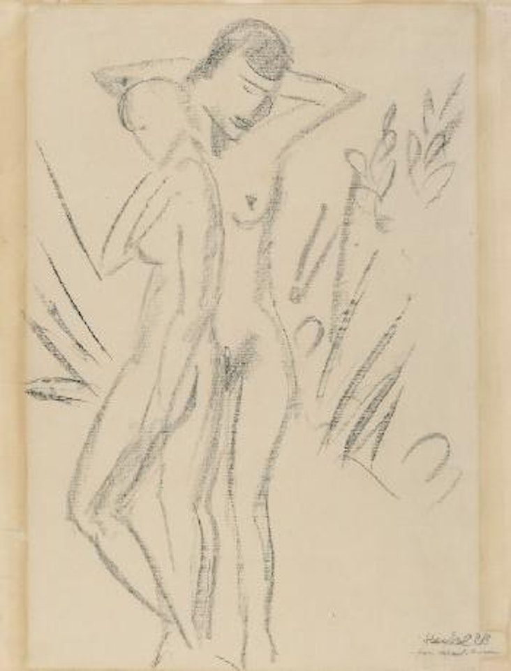 Zwei Stehende Mädchen (Two Girls Standing) by Erich Heckel