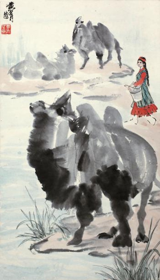 Girl And Camel by Huang Zhou