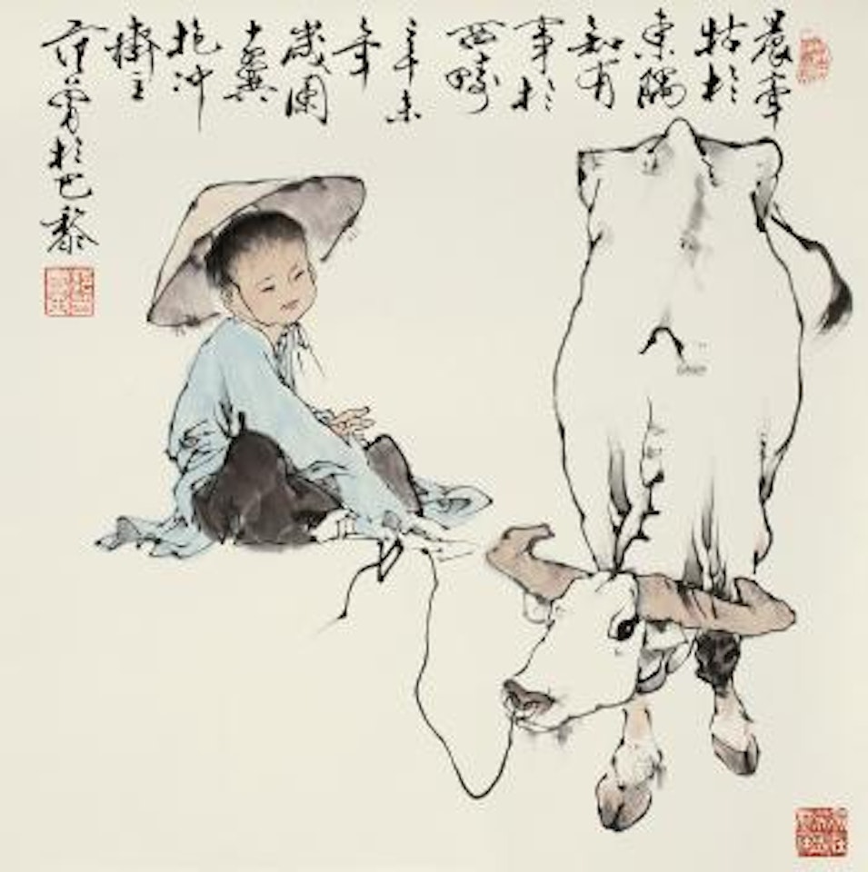 Boy And Cattle by Fan Zeng
