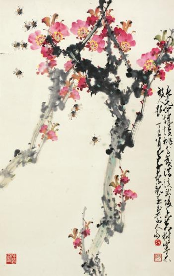 Bee And Peach Blossoms by Zhao Shao'ang