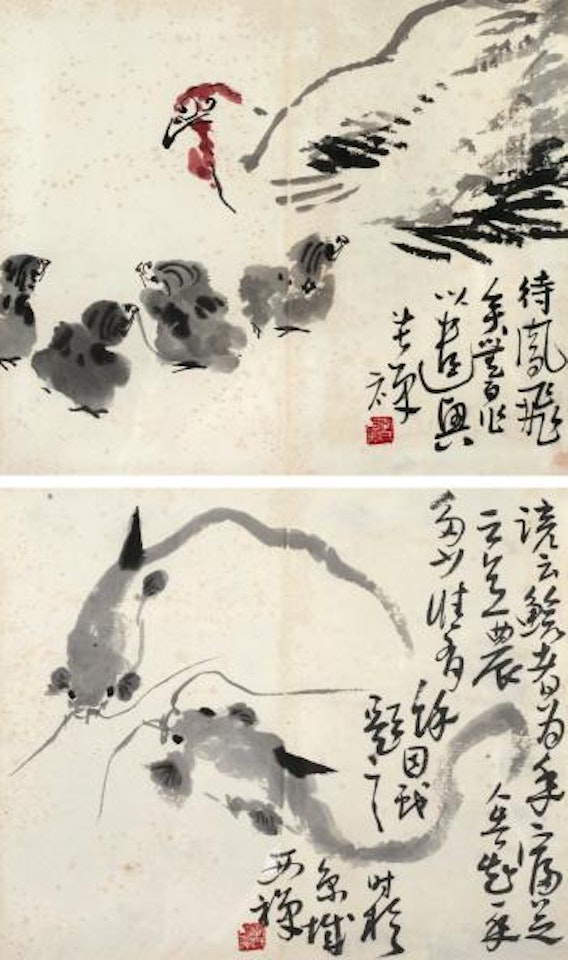Chicken, Fishes by Li Kuchan